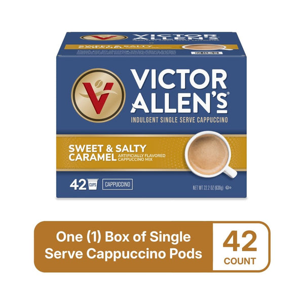 Victor Allen's Coffee Sweet and Salty Caramel Flavored Cappuccino Mix, 42 Count, Single Serve K-Cup Pods for Keurig K-Cup Brewers