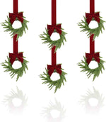 Small Christmas Wreath, 6 Pcs 6" Mini Christmas Wreaths for Cabinets, Small Cabinet Wreaths for Kitchen Cabinet Window Door Farmhouse Christmas Party Decorations Candle Rings Fireplaces (A)