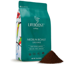 Lifeboost Coffee Ground Medium Roast - Low Acid, USDA Organic, Non-GMO, Third Party Tested