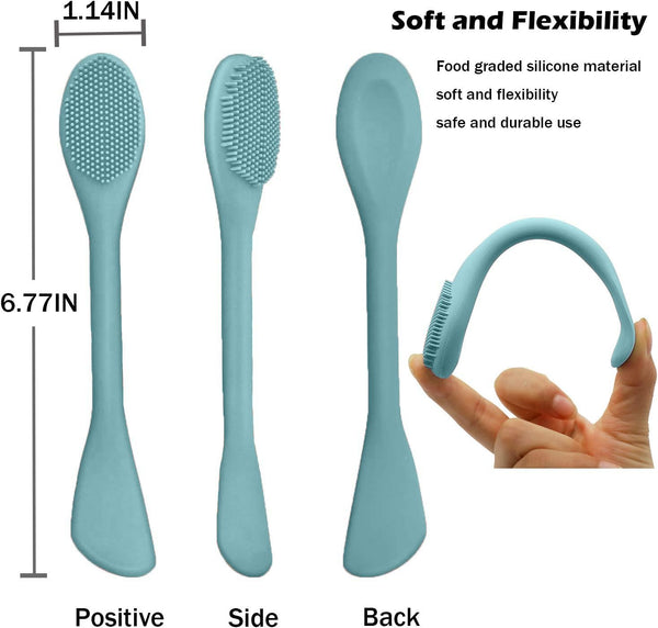 Facial cleansing brush, 2-in-1 silicone face mask brush & face scrubber for exfoliating, massaging, removing blackheads, and skincare