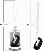 White Hamitor curved toilet brush holder set for small RV bathrooms with hidden scrubber