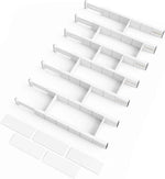 SpaceAid Bamboo Drawer Dividers with Inserts and Labels, Kitchen Adjustable Drawer Organizers, Expandable Organization for Home, Office, Dressers, 4 Dividers with 9 Inserts (17"-22" Natural)