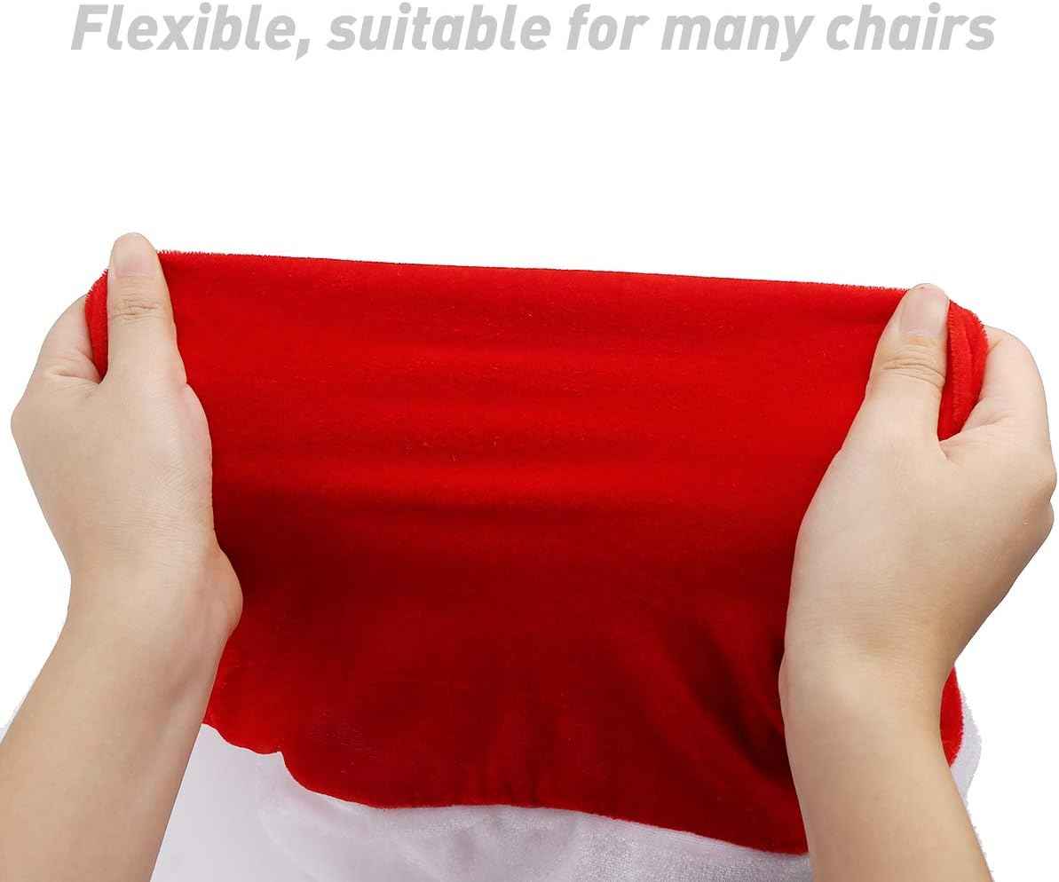 CCINEE 4pc Red Hat Dining Chair Slipcovers,Christmas Chair Back Covers Kitchen Chair Covers for Christmas Holiday Festival Decoration