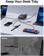 UGREEN 100W USB C Charging Station, 6-Port GaN Desktop Charger with 4 USB-C & 2 USB-A, Smart Power Distribution for MacBook Pro/Air, Dell XPS, iPad, iPhone 17/16/15, Galaxy S25/S24, Pixel 10/9