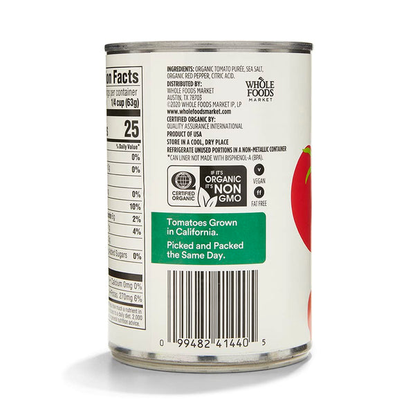 365 by Whole Foods Market Organic Tomato Sauce 15 Ounce Pasta Sauce Base
