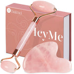 BAIMEI IcyMe rose quartz jade roller and gua sha for radiant skin, redness reducing self-care tools for men and women