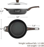 SENSARTE Nonstick 12 Inch Large Deep Frying Pan Skillet with Lid Induction Pan Healthy Non Toxic Cooking Pan