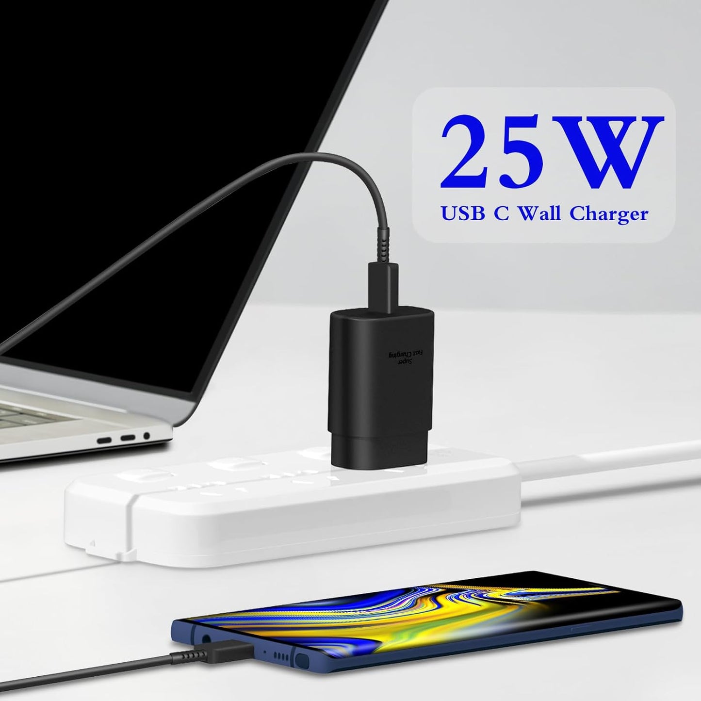 Type C Charger, 2-Pack 25W Type C Fast Charging Block with 6ft USB C Charger Cable Compatible with Galaxy S25 S24 S23 S22 S21+/Phone 16/16 Pro Max/15/15 Pro Max/15 Plus-Black - Rayz Mart