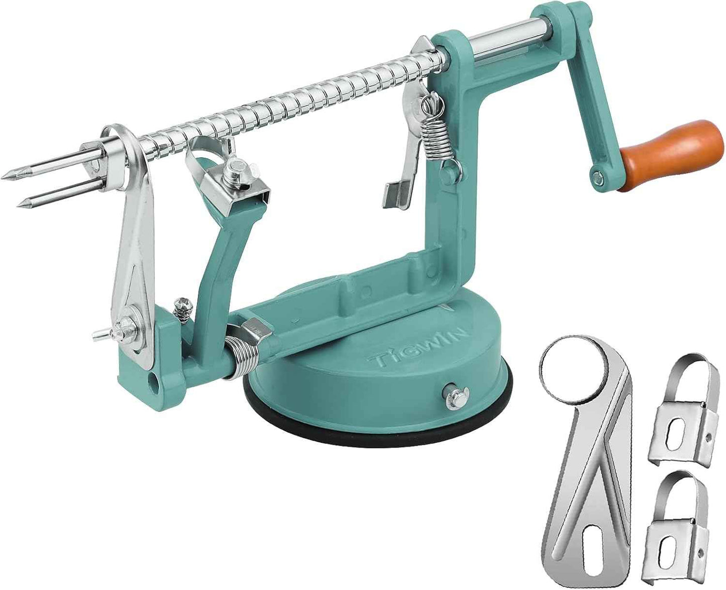 Apple Peeler Corer, Long lasting Chrome Cast Magnesium Alloy Apple Peeler Slicer Corer with Stainless Steel Blades and Powerful Suction Base for Apples and Potato(Red)