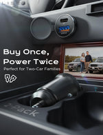 69W Dual Port Car Charger with USB C and USB A Ports