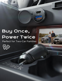 69W Dual Port Car Charger with USB C and USB A Ports