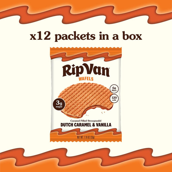 Rip Van Wafels Dutch Caramel & Vanilla Stroopwafels, 12 Count, Snack