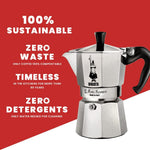 Bialetti Moka Express Stovetop Espresso Maker, Natural Silver, 6 Cups