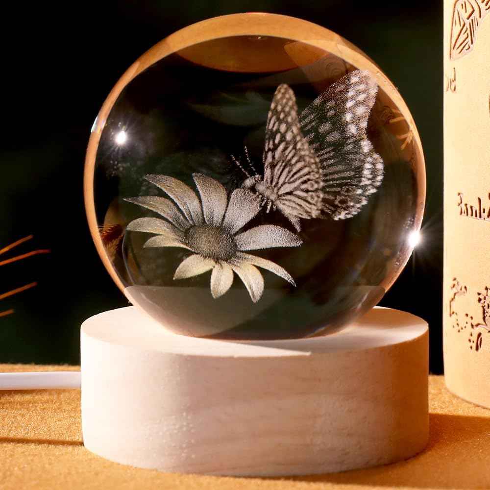 3D Couple Crystal Ball Love Gifts for Her Valentine's Gifts for Women 60mm Glass Romantic Gift for Wife Globe Decor Love Gifts Anniversary Christmas Birthday Gifts