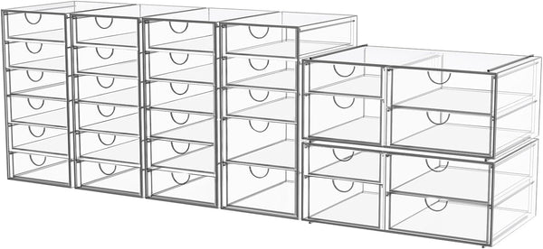 Acrylic Makeup Organizer with 19 Drawers for Bathroom Vanity Desk