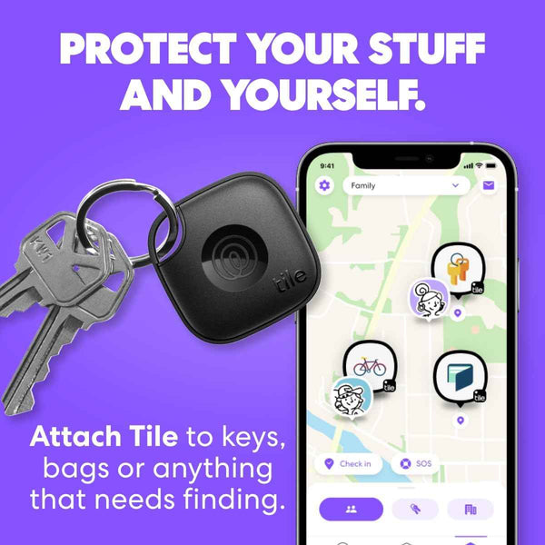 Tile by Life360 Mate - Bluetooth tracker for keys, bags, and more with phone finder and SOS alert