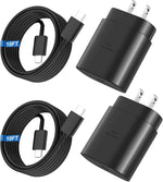 25w super fast charger type c compatible with samsung galaxy s series, 10ft long android type c cable 2pack