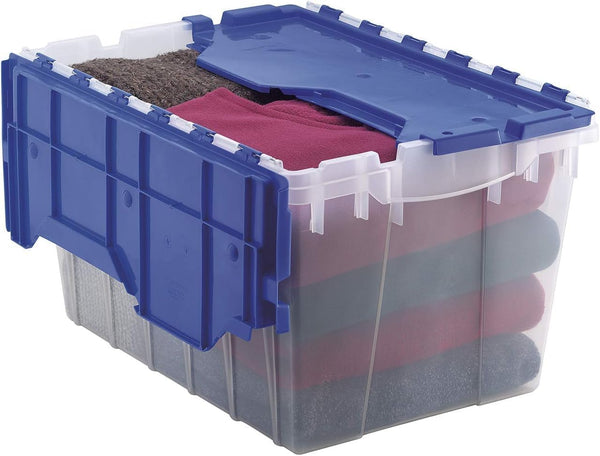 Akro-Mils 12 Gallon KeepBox Storage Container with Lid, Clear Plastic, 21.5 x 15.25 x 12.5 inches