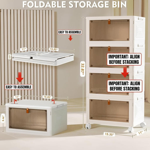 4 Tier Plastic Storage Bins with Lid for Living Room Office Dorm