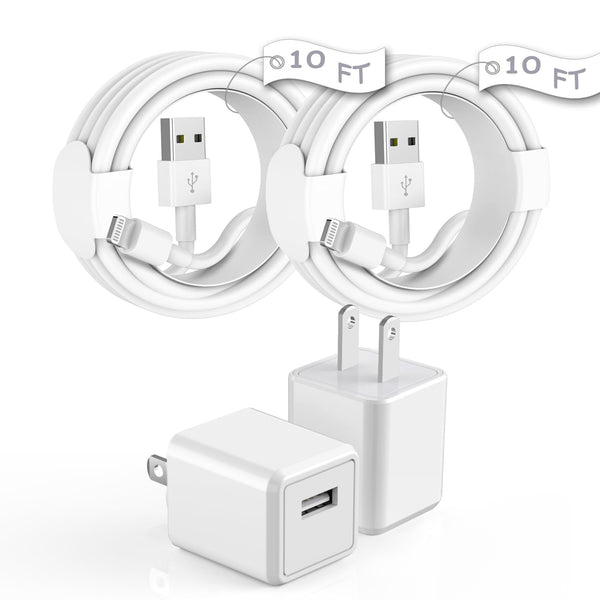 iPhone Charger,2Pack 6FT USB Wall Charger Fast Charging USB Cable Charging Cube Travel Plug Block with 6Foot Fast Cuble Lightning Cable Cord for iPhone 14 13 12 11 Pro Max XS XR X 8 7 SE2022 iPad