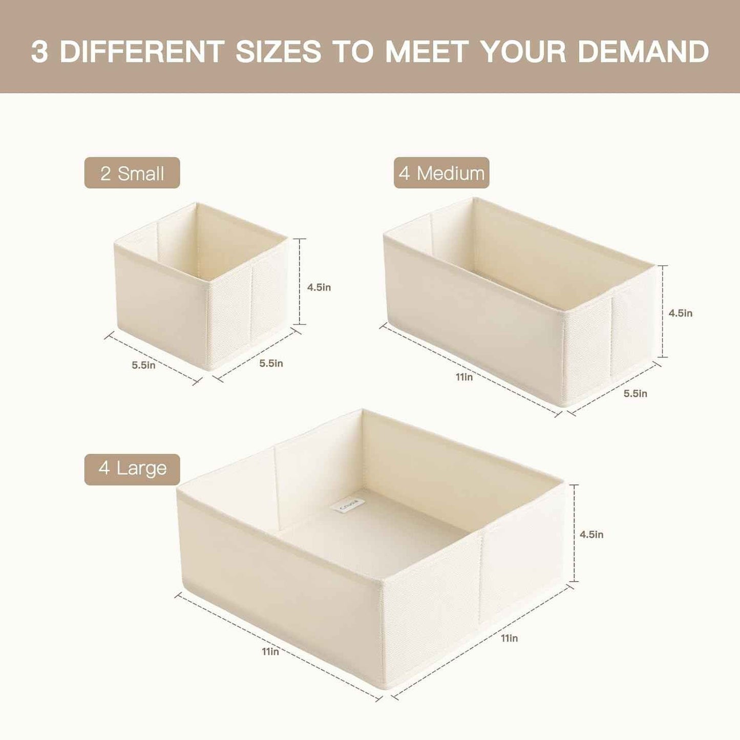Criusia 10-Pack Drawer Organizers: Foldable Closet Storage for Clothes, Underwear, and Socks