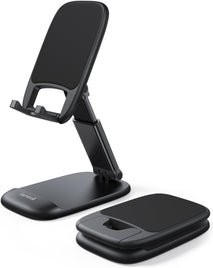 Adjustable phone stand for desk, compatible with iPhone and Galaxy