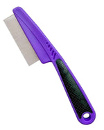 yumflan flea comb with rubber handle for dogs and cats purple