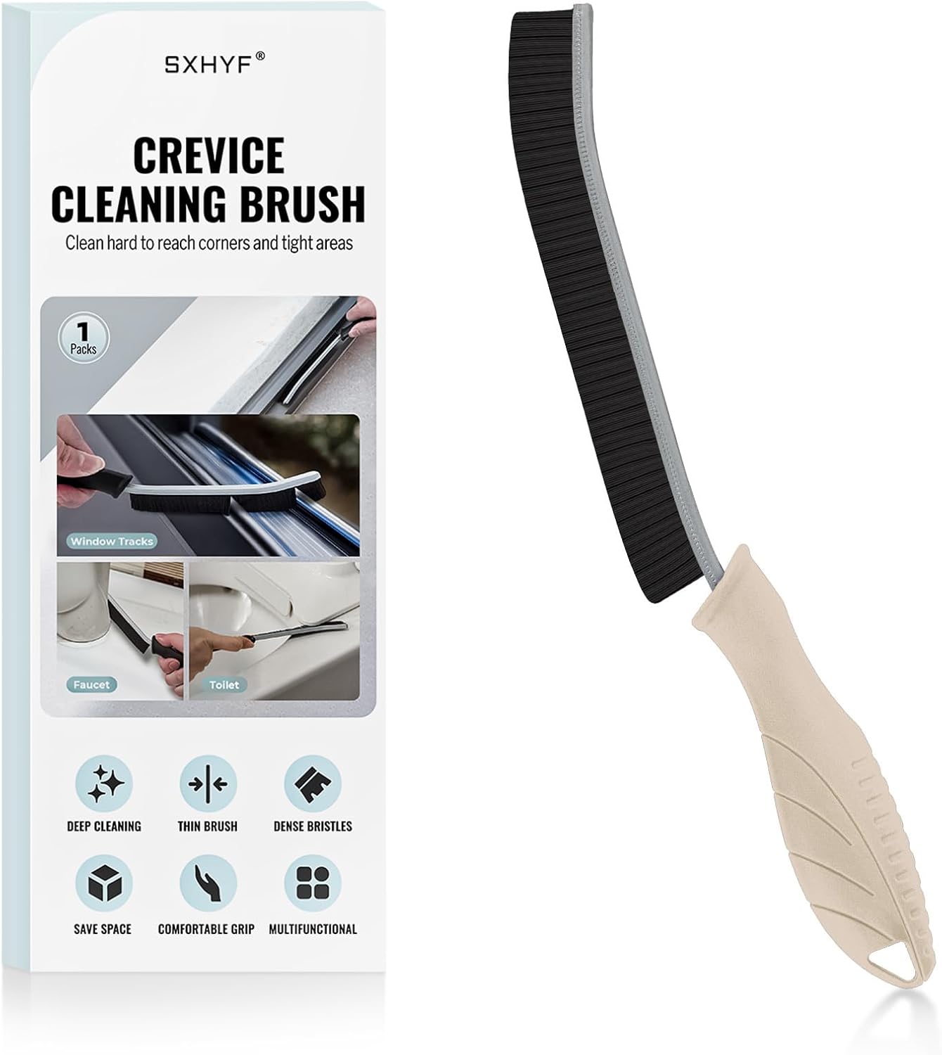SXhyf Crevice Cleaning Brush – Hard Bristle Grout Scrub Brush for Bathroom, Kitchen & Household Cleaning
