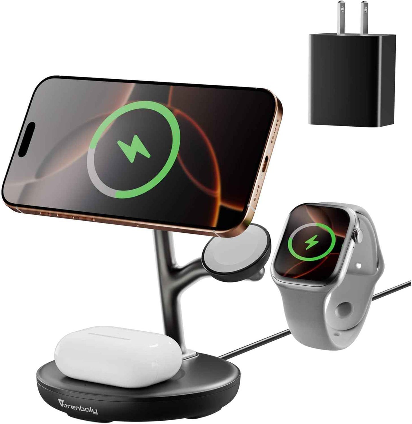 Magnetic Charger for iPhone Charging Station, Mag-Safe Phone Charger for iPhone 17 16 15-12 Series ，for Airpods Apple Watch and Phone Charging Stand