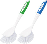 Dish Brush with Handle, 2 Pack Kitchen Scrub Brushes for Cleaning, Dish Scrubber with Stiff Bristles for Sink, Pots, Pans