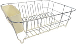 Compact dish drying rack with utensil holder for kitchen sink