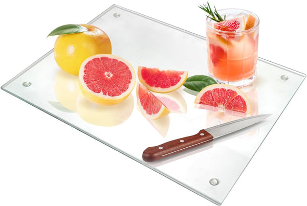 Tempered Glass Cutting Boards for Kitchen Counter, Clear, Non-Slip, Heat-Resistant, Easy to Clean, 2PCS