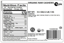 yupik organic raw cashews 2.2lb kosher gluten-free non-gmo vegan unsalted
