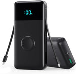 Portable Charger Power Bank 40800mAh with 3 Built-in Cables,25W Fast Phone Charging Portable Battery Pack,5 Outputs Travel Essentials Outdoor External Battery for iPhone 17/16,Galaxy Android etc-Black