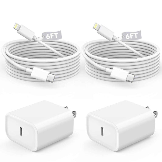 Fast Charger iPhone,iPhone Charger Fast Charging 2Pack USB C Wall Charger Block Fast i Phone Chargers 6FT Type-C USB C to Lightning Cable Cord for iPhone14/14Plus/13/12/11 Pro Max,Mini,8,iPad/AirPods