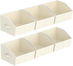 Closet Organizers Bins 6 Packs - Large Closet Shelf Organizer with Handles, Fabric Trapezoid Storage Bins, Collapsible Storage Cubes for Clothes, Towels, Light Gray