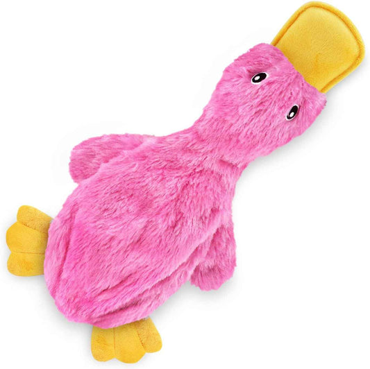 Best Pet Supplies Interactive Squeaky Dog Chew Toy, Ideal Dog Toys for Chewers, Small, Medium & Large Dogs, and Fetch Lovers - Crinkle Duck (Light Pink), Large