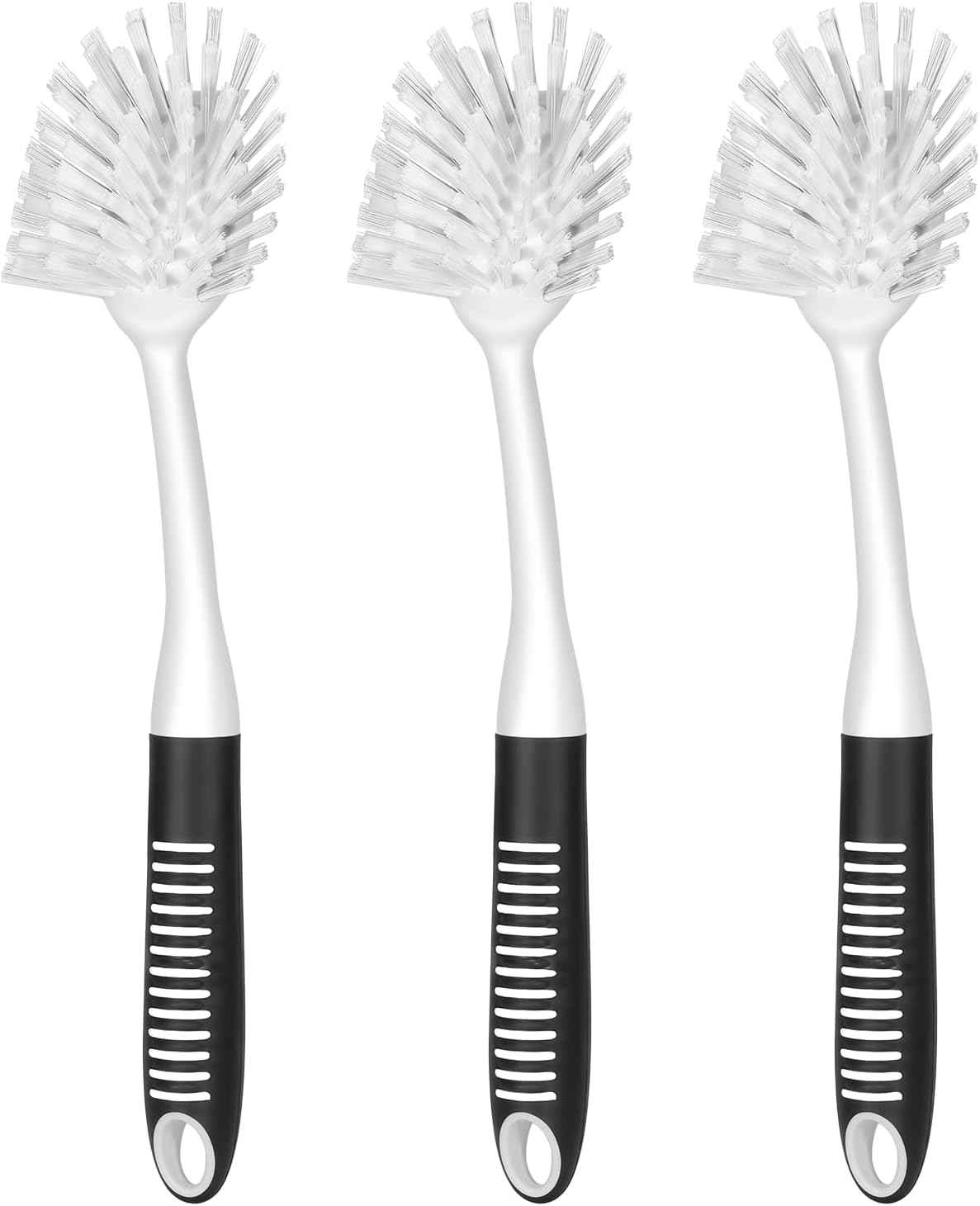 SetSail Dish Brush with Handle, 2 Pack Stiff Bristles Dish Scrubber with Built-in Scraper Dish Scrub Brushes for Cleaning Dishes, Pots and Pans, Kitchen Sink