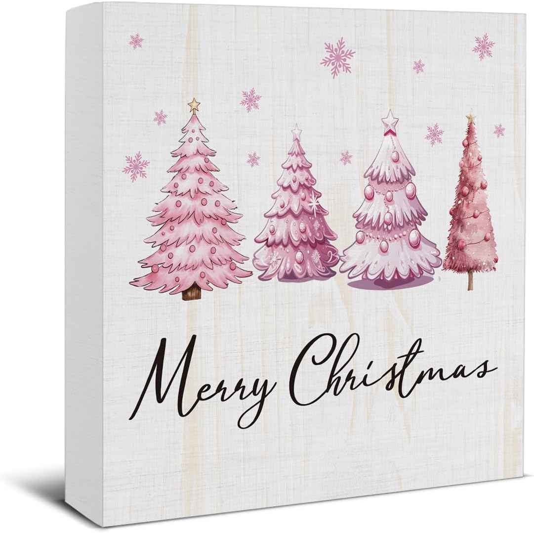 Christmas Bathroom Decorations - Funny Christmas Decor, He Sees You When You're Pooping Bathroom Wooden Sign, Home Decor for Desk Table Shelf 5 X 5 Inches