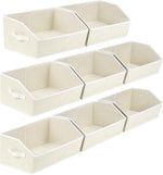 Closet Organizers Bins 6 Packs - Large Closet Shelf Organizer with Handles, Fabric Trapezoid Storage Bins, Collapsible Storage Cubes for Clothes, Towels, Light Gray