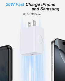 iPhone 16e 17e Charger Fast Charging for iPhone 17Pro Max/17e/17/16/16e/16Pro/15/15Pro, 20W Fast USB C Power Adapter with 6Ft USB C Charging Cable Cord, Type C Charger Block Wall Cube for Apple iPad