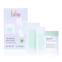 Billie Face & Bikini Wax Kit, 32 Strips, 6 Serum Wipes, Vegan, Avocado Oil Formula
