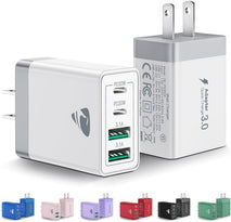 [2-Pack] USB C Wall Charger, 40W Fast USB C Charger Block, 4-Port PD Power Adapter + QC Wall Plug Multiport Type C Charging Block Cube Compatible with iPhone 16 15 14 13 12 11 Pro Max XR XS 8, Samsung