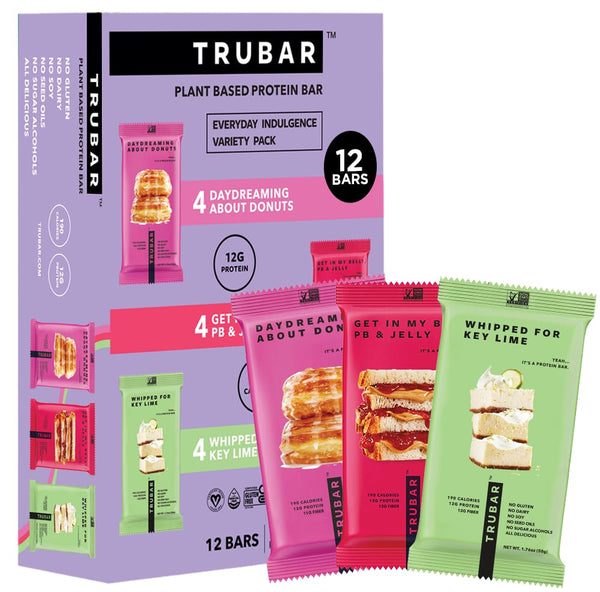 TRUBAR Vegan Protein Bar Variety Pack, Assorted Flavors, 12 CT