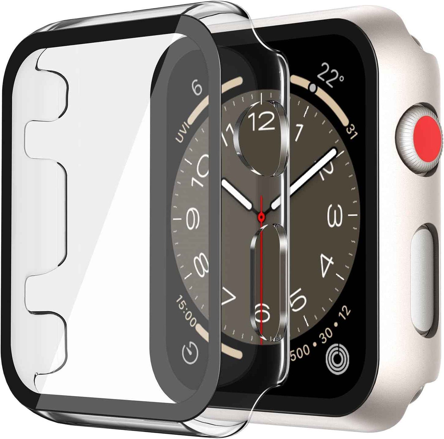 Misxi 2 Pack Tempered Glass Case Compatible for Apple Watch Series 11 (2025) Series 10 46mm, Screen Protector Cover for iWatch, Black