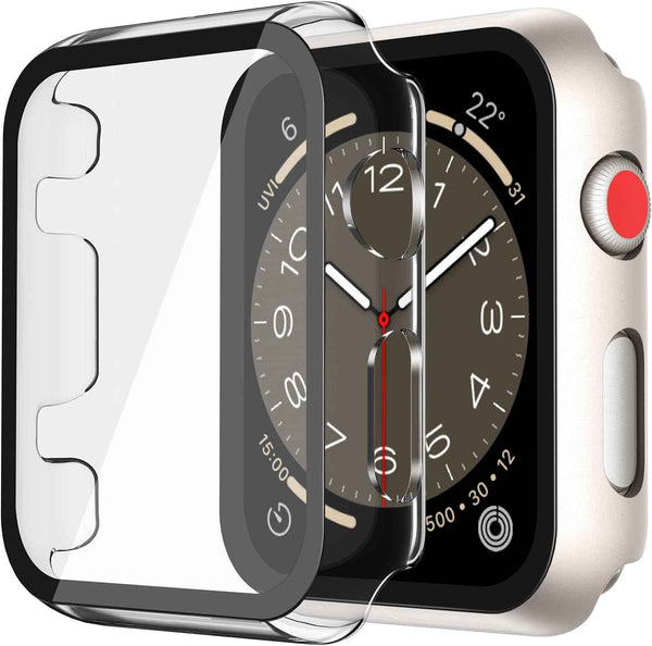 Misxi 2 Pack Tempered Glass Case Compatible for Apple Watch Series 11 (2025) Series 10 46mm, Screen Protector Cover for iWatch, Black