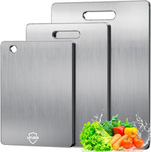Titanium cutting boards for kitchen and outdoor use