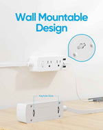 Power Strip Surge Protector, Olcorife Ultra Thin Flat Plug Extension Cord 5ft, 6 Outlets 3 USB Ports(1 USB C), 3 Sided Outlet Extender for Home Office Travel Dorm Room Essentials, White
