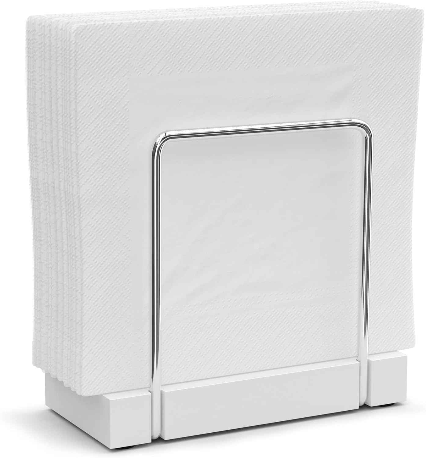 Wican Napkin Holder for Table, Bamboo Iron Standing Napkin Dispenser for Kitchen Dining Farmhouse Cocktail Picnic Bar Rustic Wood Holders for Paper Mail Bills Suitable for All Dining Room Decors Black