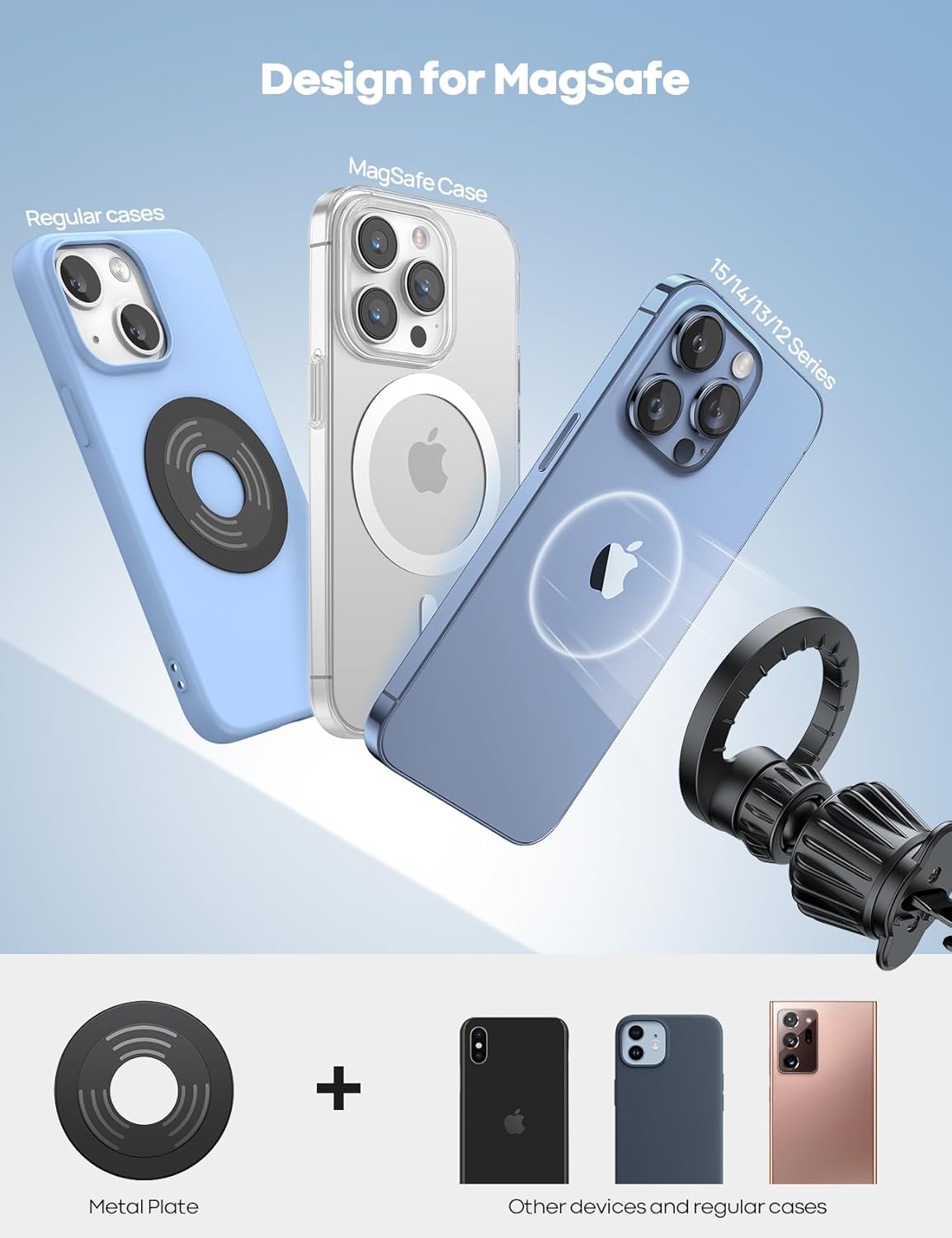 Lamicall for MagSafe Car Mount - [20 Super Magnets] Magnetic Car Phone Mount, Air Vent Phone Holder Car, Hands Free Cell Phone Holder Clip Car Accessories fit iPhone 17 16 15 14 13 Pro Plus Max